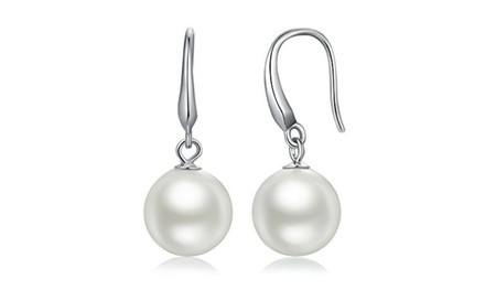 Sterling Silver Drop Dangle Fresh Pearl Hanging Earrings