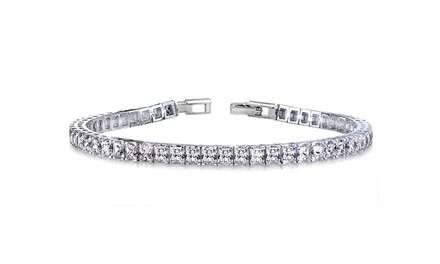 Princess Cut Swarovski Crystal Tennis Bracelet in 18k White Gold