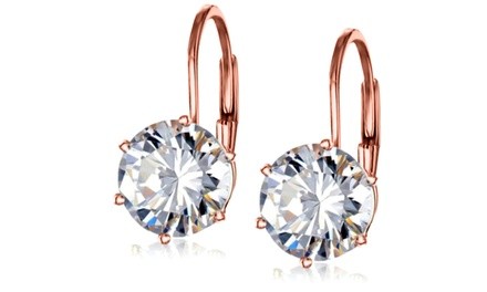 4.00 CTTW Swarovski Crystal Leverback Earrings in 18k Rose Gold