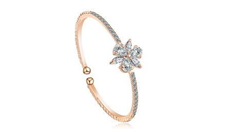 One, Two, or Three Princess Sphere Cut Diamond Rose Gold Bangles from Novadab (84% Off)