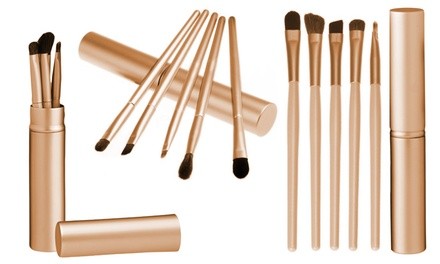 Eyeshadow Cosmetic Brushes Set with Tin Cylinder Case (5 Piece)