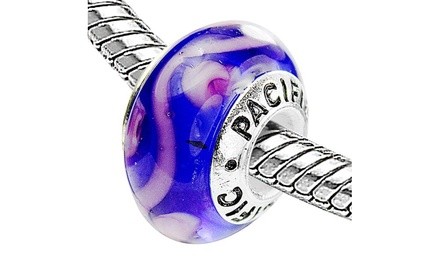 Sterling Silver 'Martini Fred' Murano-style Glass Bead