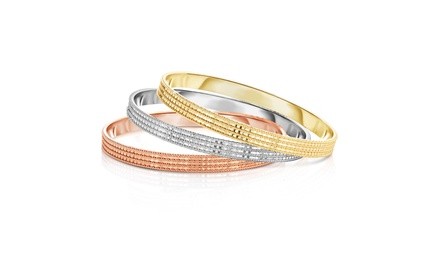 Set of 3 18k Gold , Rose Gold and White Gold plated Stackable Bangles