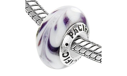 Sterling Silver 'Plum It Up' Murano-style Glass Bead