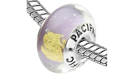 Sterling Silver 'I've Struck Gold' Murano Style Glass Bead