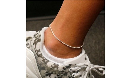 Italian Sterling Silver Rope Anklet 9