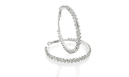 18K White Gold Plated Zig-Zag Hoop Earrings