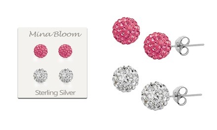 Junior's 2-Pack Sterling Silver Swarovski Crystal Ball Stud Earrings