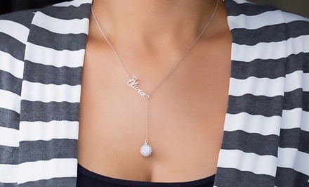 Silver- or Gold-Plated Crown Name Necklace with Czech Crystal from MonogramHub (Up to 80% Off)