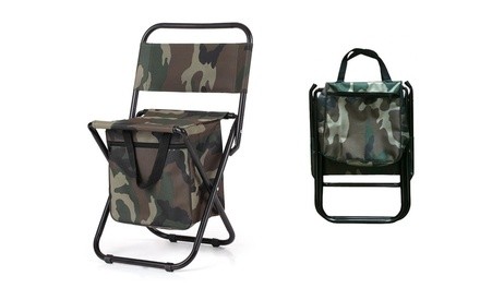 Camo Folding Camping Chair With Storage Pocket 