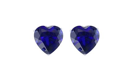 1.50 CTTW Heart Cut Sapphire Stud Earrings