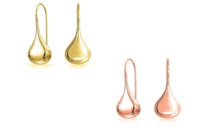 Italian Puffed Teardrop Earrings In 18K Gold or Rose Gold