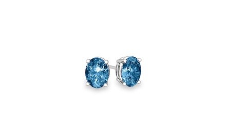 Sterling Silver 2.00 CTTW London Blue Oval Cut Studs 1 or 2 Pair Option