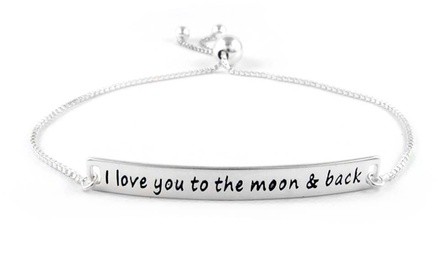 Sterling Silver I LOVE YOU TO THE MOON & BACK Bracelet