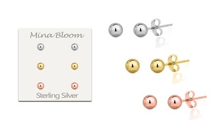 Kid's 3 Pack Sterling Silver Ball Stud Earring Set