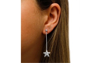 Sterling Silver Star Post Drop Earrings