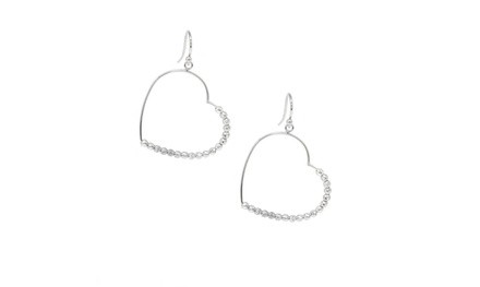 Sterling Silver Beaded Heart Drop Earrings