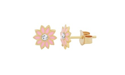 14kt Gold Sunflower Enamel Earrings