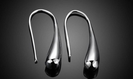 Sterling Silver Plated Waterdrop Hook Earrings by Maze Exclusive