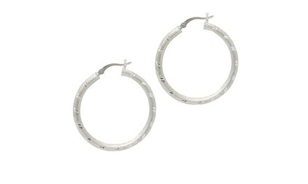 Sterling Silver 35mm Satin Finish French Lock Hoops