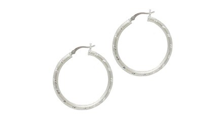 Sterling Silver 35mm Satin Finish French Lock Hoops