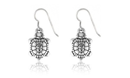 Sterling Silver Turtle Drop Earrings