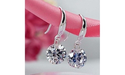 4.00 CTTW Swarovski Elements Crystal Drop Earring in Sterling Silver