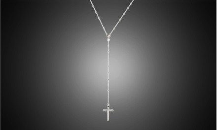 Italian Made Rosary Necklace In Solid Sterling Silver