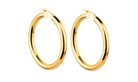 14K Solid Gold 30mm Thick High-Polish Hoops
