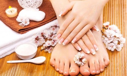 One Exfoliating Mask with Skincare Treatment for Feet or Hands at LV Nails (Up to 30% Off)