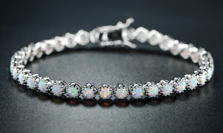 White Fire Opal Tennis Bracelet