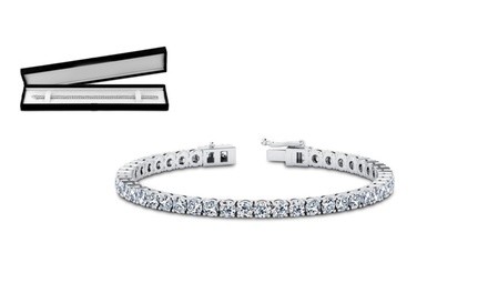 Solid Sterling Silver Cubic Zirconia Tennis Bracelet With Giftbox