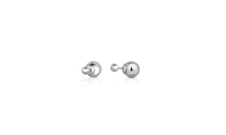 Solid Sterling Silver Big and Small Reversable Ball Stud Earrings