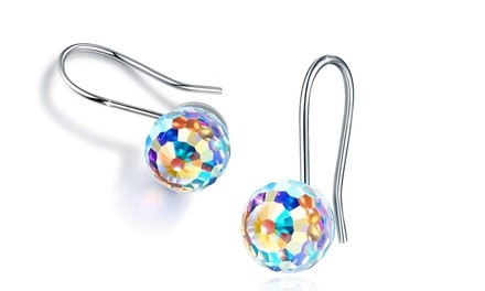 Aurora Borealis Crystal Ball Drop Earrings Made with Swarovski Elements