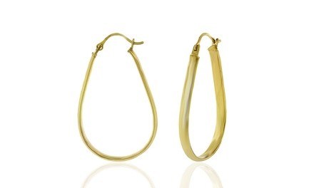 14kt Gold Flat Oval Hoop