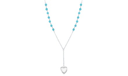 Genuine Beaded Turquoise and Sterling Silver Heart Drop 