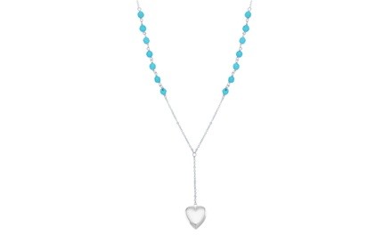 Genuine Beaded Turquoise and Sterling Silver Heart Drop 