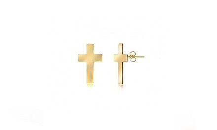 Children's 14K Yellow Gold Cross Stud Earrings
