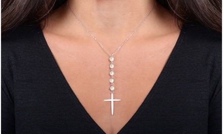 Genuine Freshwater Pearl Beaded Cross Necklace by Gemma Luna