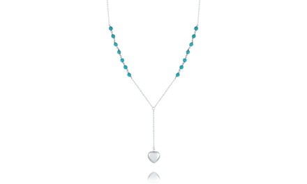 Genuine Beaded Turquoise and Sterling Silver Heart Drop 