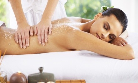 Body Sugar Scrub or Moroccan Clay Body Mask with Hand and Foot Massage at A Touch of Stress Relief (53% Off)