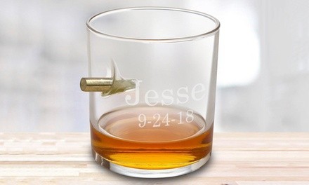 Personalized Bullet Lowball Whiskey Glasses from Qualtry (Up to 49% Off). Four Options Available.