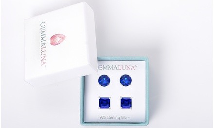 Sapphire Stud Earrings Set in Sterling Silver (2 Pack)