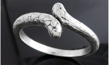 Italian Oxidized Sterling Silver Snake Bangle