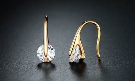 Handmade and Unique Gold Plating Drop Earrings with Swarovski Crystal