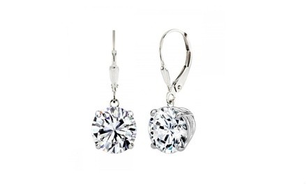 Sterling Silver 2.50 CTTW Swarovski Elements Crystal Drop Earrings