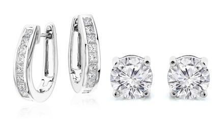  Oval Hoop and Stud Earrings Set 