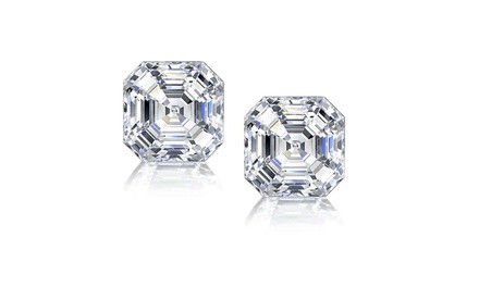 Asscher cut cz studs in sterling silver