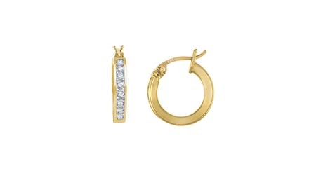 Children's 14K Yellow Gold Swarovski Crystal Hoop Earrings