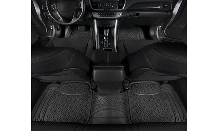 Car Floor Mats Black All Weather 3D Rubber - 3 PC for Car Truck SUV